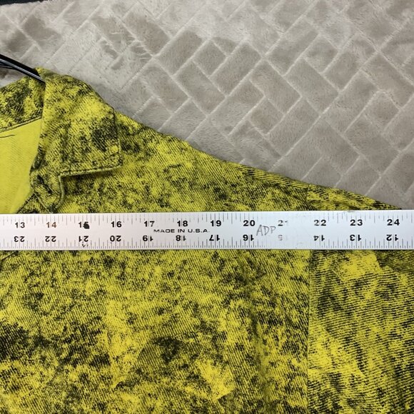 B-29 Mens L Button Up Shirt Yellow Short Sleeve Collared USA Made Hipster Ska - Picture 8 of 16